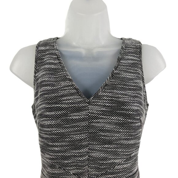 Banana Republic Sleeveless Dress Black & White Tweed V Neck size 0 Petite - Picture 3 of 10